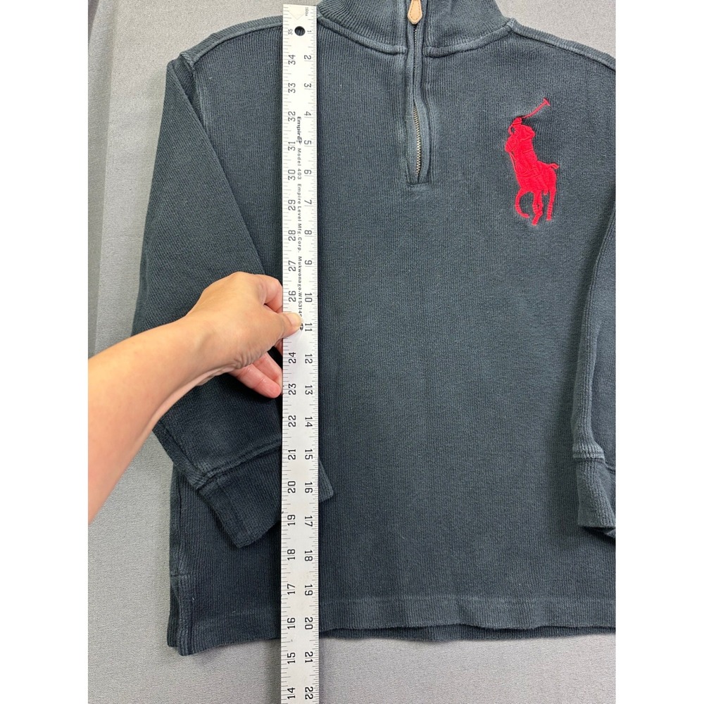 Polo Ralph Lauren Kids Quarter Zip Pullover Sweater Black Red Big Pony Size S 8‎
